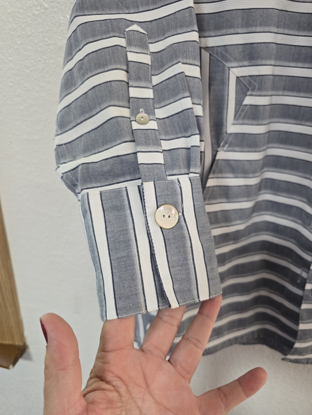 John Mark Blue and White Striped Button Shirt - Picture 7 of 13